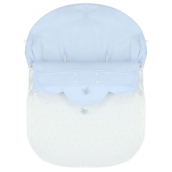 Boys Blue & White Polka Dot Baby Pram Nest